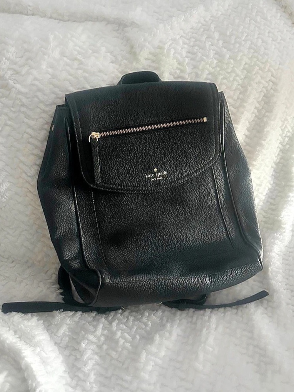 Kate Spade Black Leather-Style Backpack